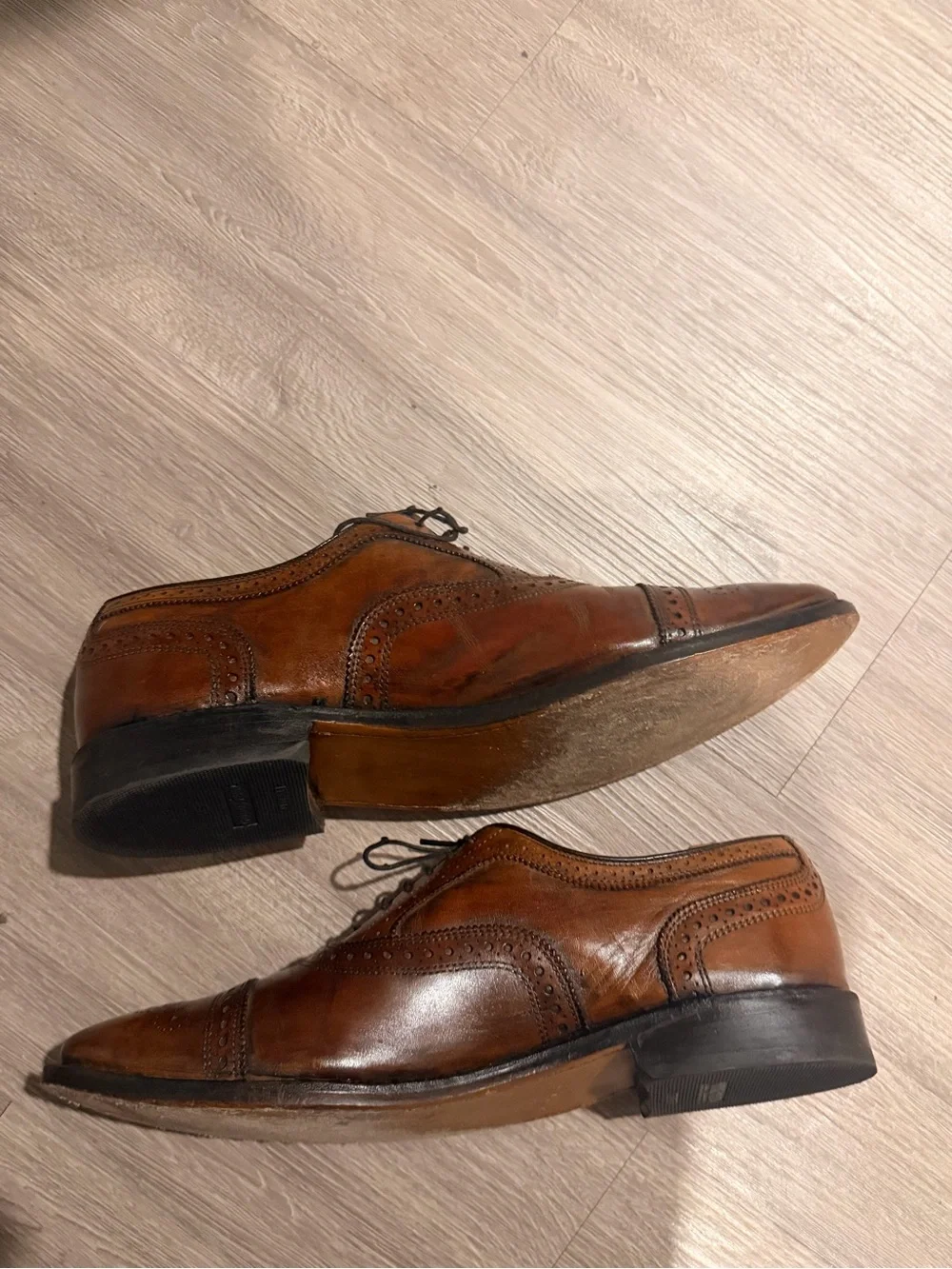 Allen Edmonds Strand Walnut Leather Cap Toe Brogue Oxford Shoes Sz 11D